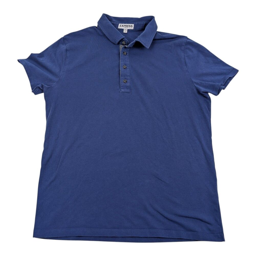 Express Men Stretch Short Sleeve Polo Shirt Deep Blue Size L
